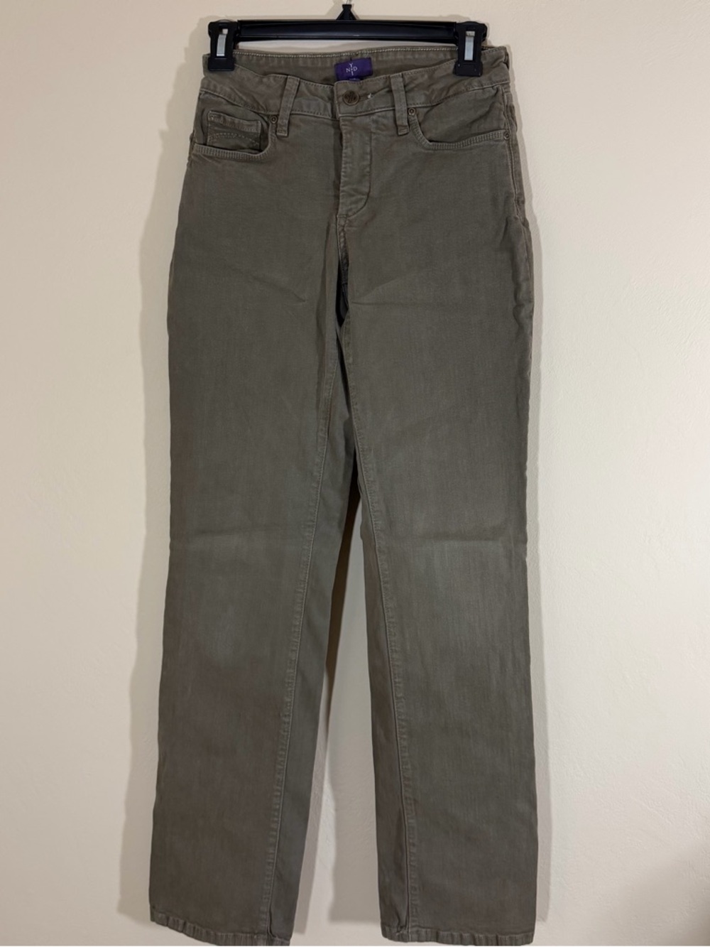 NYDJ Olive Green Straight Leg Jeans Size 2 Mid Rise Lift Tuck Tech Stretch Denim